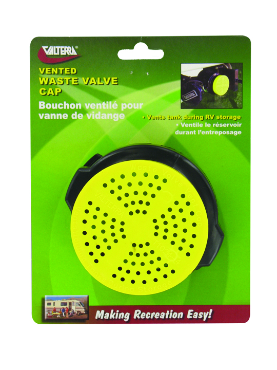 Waste Valve Cap, Vented, Carded