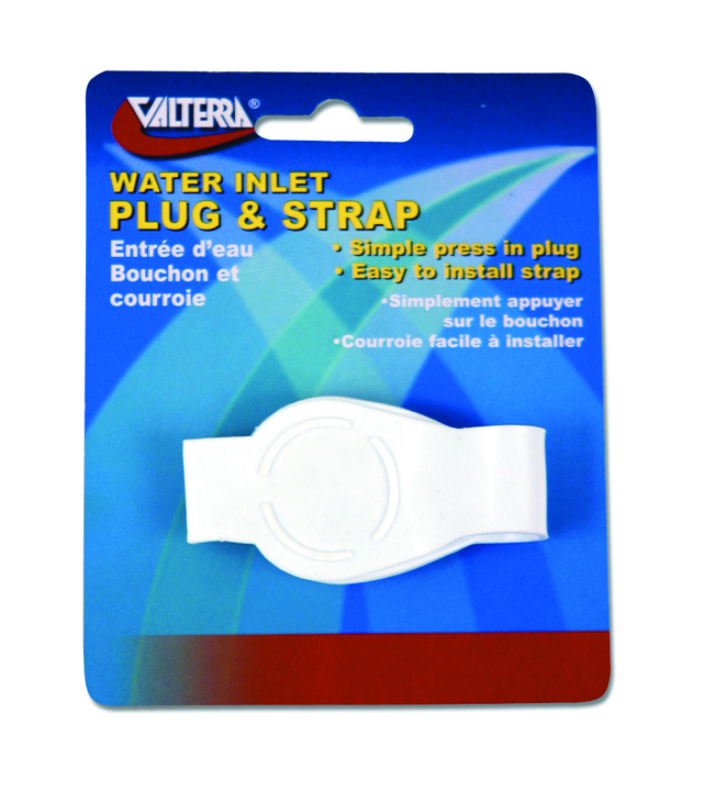 Water Inlet Plug, 3/4, With Strap, White, Carded