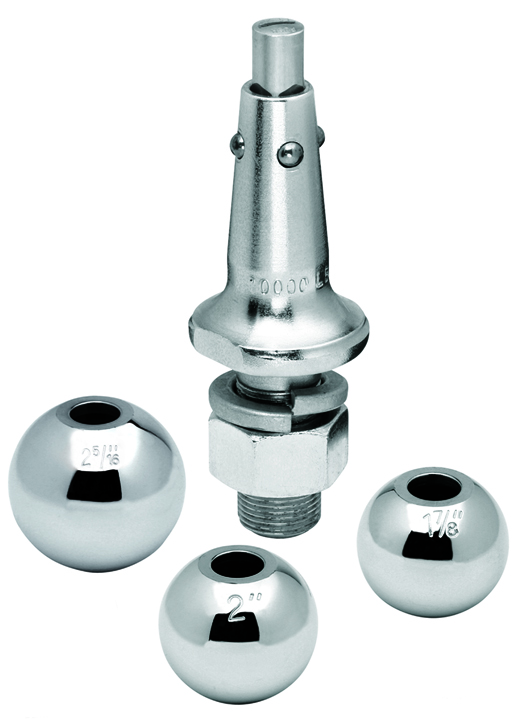 Interchangeable Hitch Ball, 1" Shank, 1-7/8", 2", & 2-5/16" Balls, 8,000 Lbs. Rating