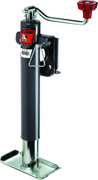 Weld-On Jack, Topwind, 10 Travel, Weld-On u201clu201d Bend Swivel Bracket, 2,000 Lbs. Lift Capacity (includes Base)