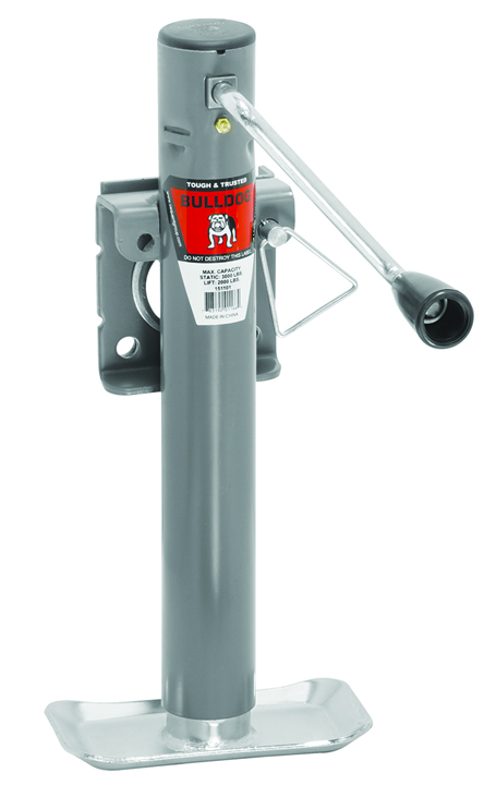 Weld-On Jack, Sidewind, 10 Travel, Weld-On u201clu201d Bend Swivel Bracket, 2,000 Lbs. Lift Capacity (includes Base)