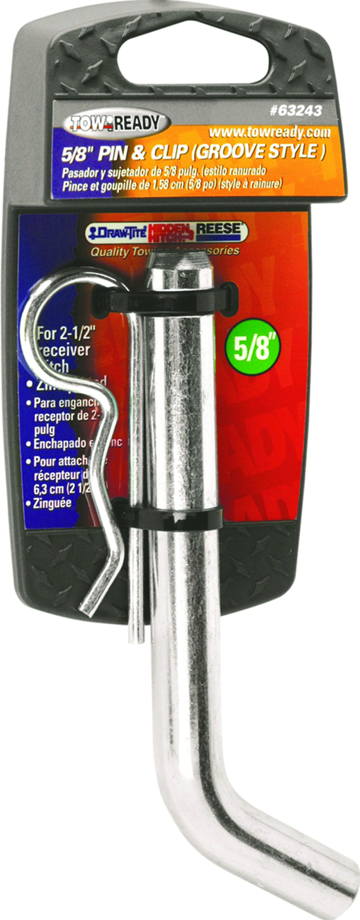 Packaged 5/8 Grooved Style Hitch Pin And Clip For Titanu00ae 2-1/2 Sq. Receivers