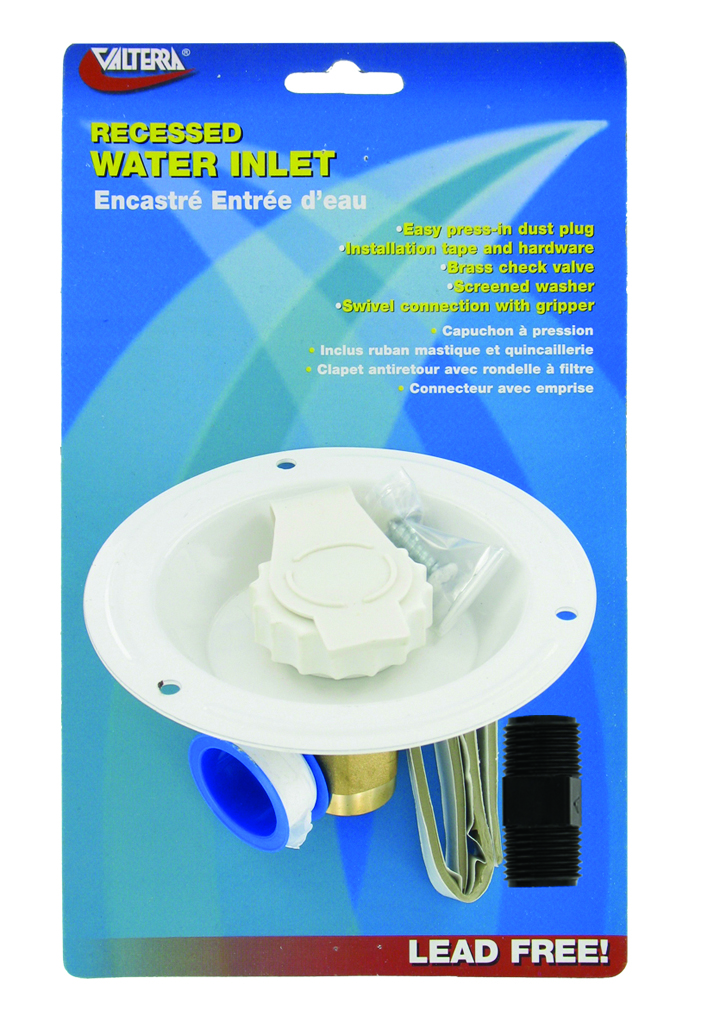 Water Inlet, Metal Recessed Flange FPT, White, Carded