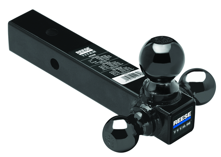 Tri-Ball Ball Mount, 2-1/2 Sq. Hollow Shank W/black 1-7/8, 2, & 2-5/16 Balls, Black