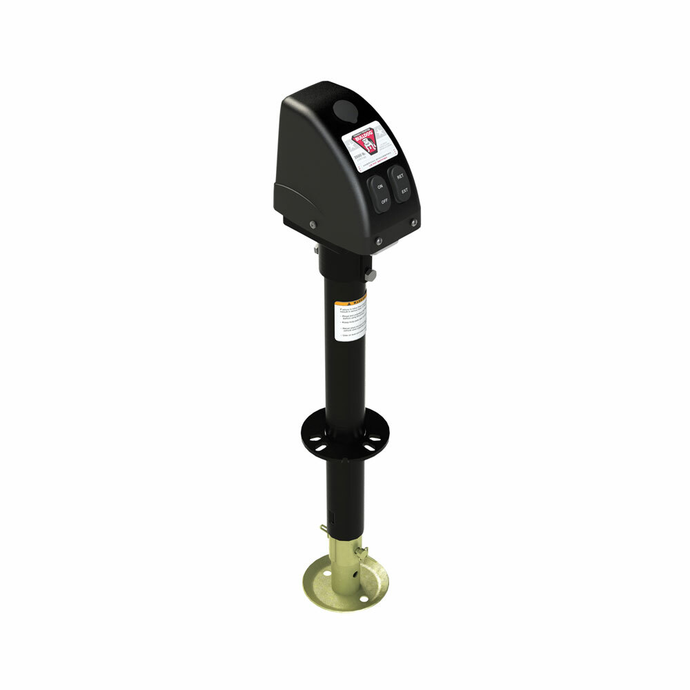 Powered Drive Tongue Jack, A-Frame, 14 Travel, Black Case, Rating 3,500 Lbs.