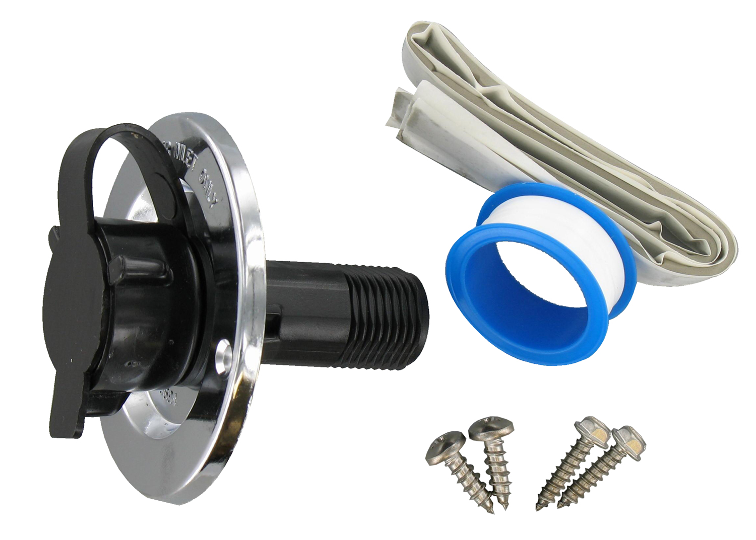 Water Inlet, 2-3/4 Die Cast Flange, MPT, Silver, Carded