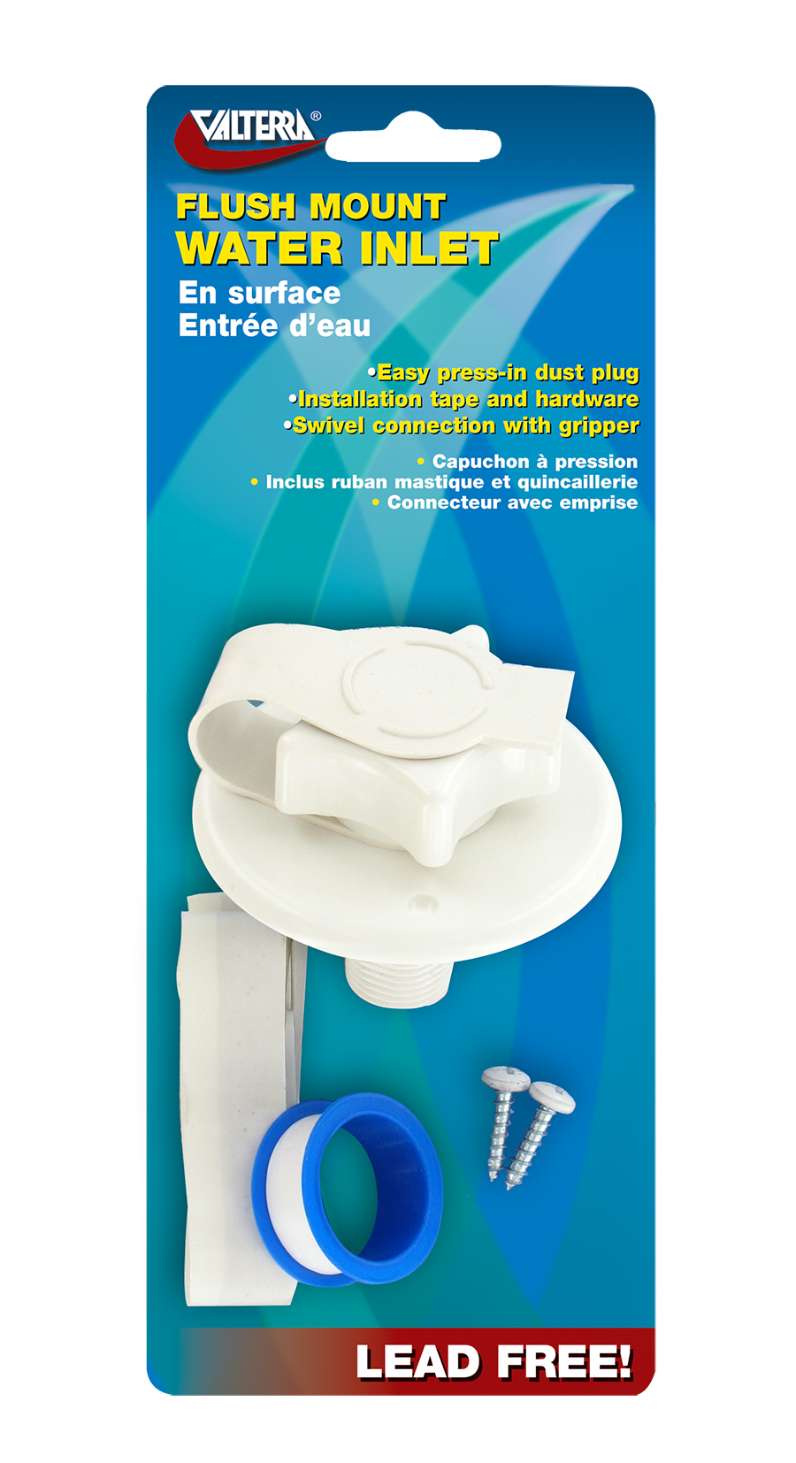 Water Inlet, 2-3/4  MPT, Plastic White, Carded