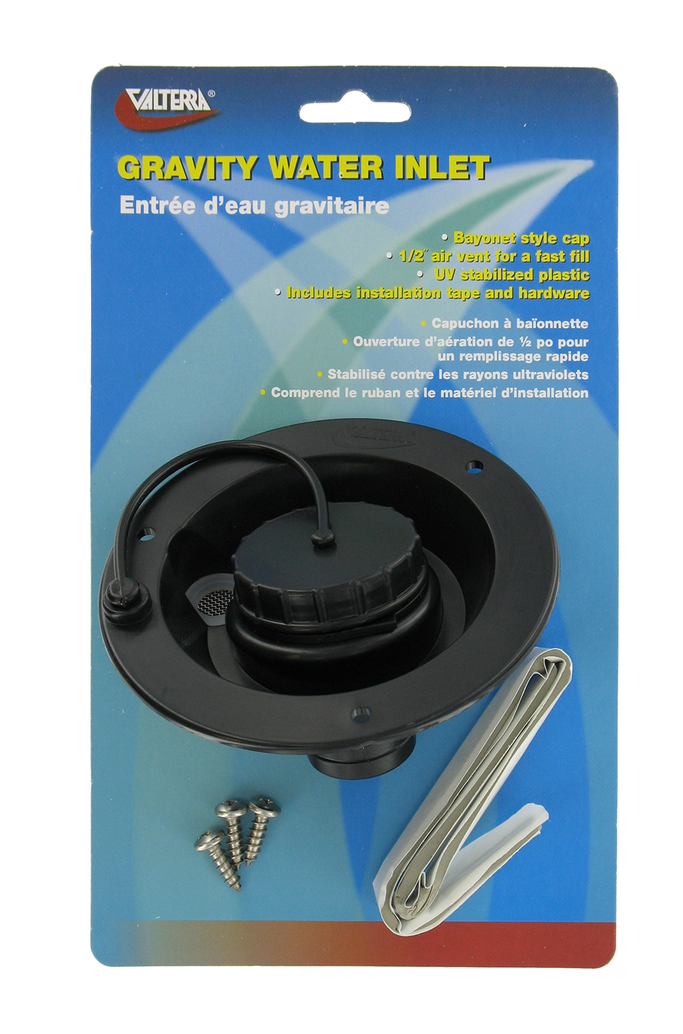 Gravity Water Inlet, Black, Carded
