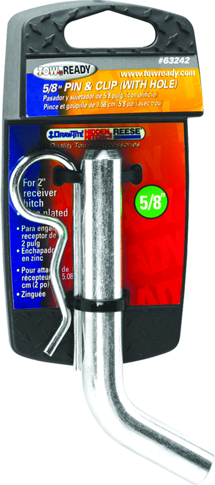 Packaged 5/8 Hole Style Hitch Pin And Clip For 2 Sq. Receivers