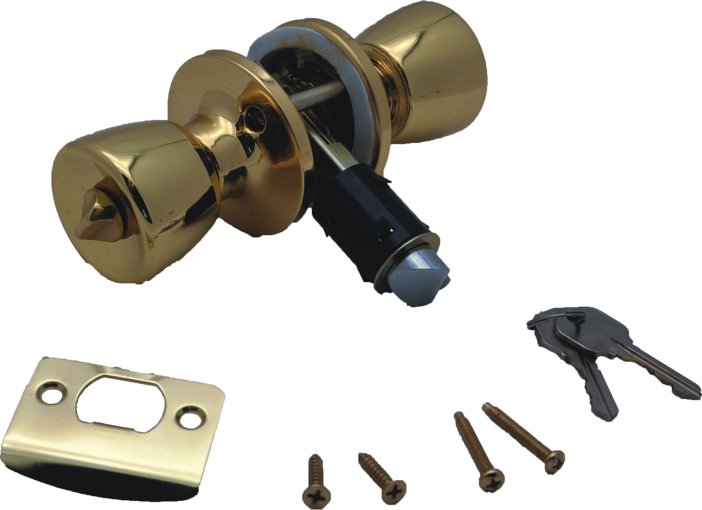 Entrance Lock Set Knob - Polished Brass