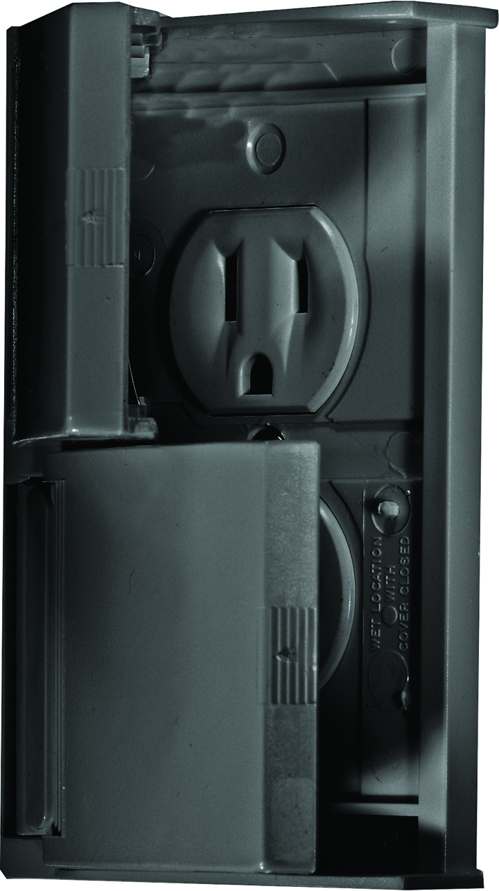 Weatherproof Black Dual Outlet W/ Snap Cover-Plate