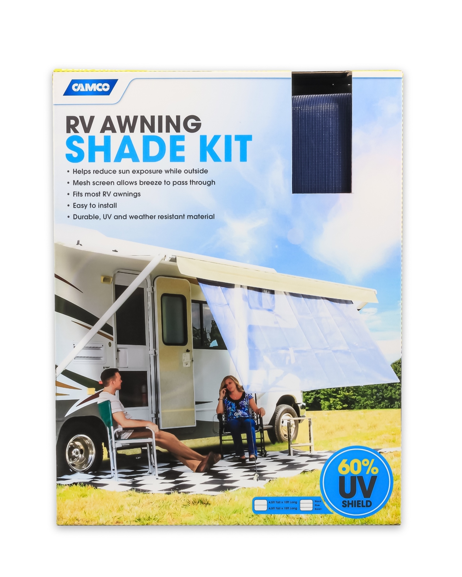 RV Awning Shade Kit, 54 X 120, Blue