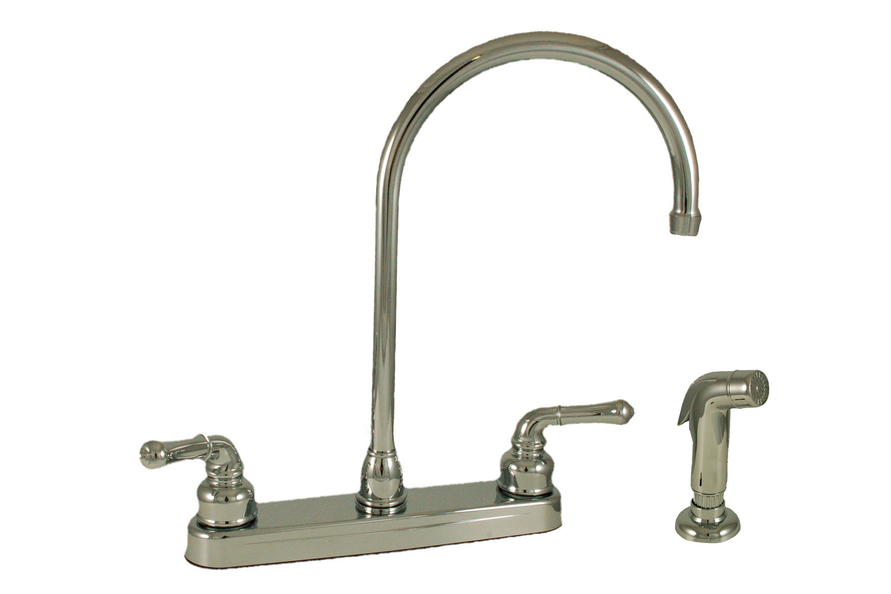 8 Non-Metallic Kitchen W/ Gooseneck Spt & Teapot Handles W/ Spray Chrome