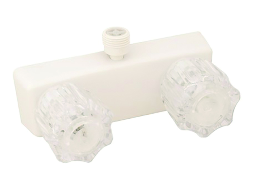 4 Non-Metallic Shower Valve W/ Cry Hdls & Vac Brk White