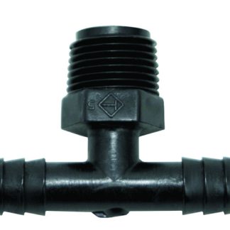 Tee Male Adapter, 3/8 MPT X 3/8 Barb X 3/8 Barb