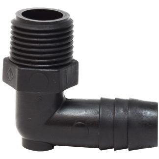Elbow Male Adapter, 90u00b0 3/8 MPT X 1/2 Barb