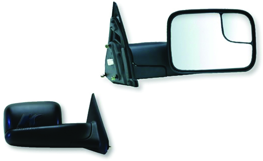 02-09 Ram 1500/2500/3500 Pair Heated Power Oe Mirror Black, Towing Pkg, Flip Out Head W/ Blind Spot