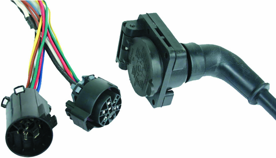 90 Degree Fifth Wheel Adapter Harness, 7-Way Flat Pin Connector Assembly 9 Ft., Dodge, Ford, Gm, Ram & Toyota