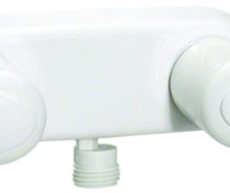 Shower Valve W/ Vac Brkr, 4, 2 Lever, 1/4 Turn, Plastic, White, Box
