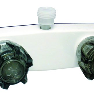 Shower Valve W/ Vac Brkr, 4, 2 Smoke Knobs, Brass/plastic, White, Box