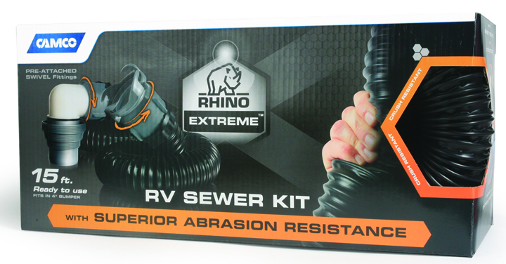 Rhinoextreme 15' Sewer Hose Kit W/ Swivel Fit, 4n1, Elbow, Caps