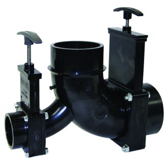 Ell Double Rotating Valve, 3 Hub X 1-1/2 Hub X 3 Spigot Outlet