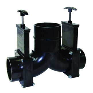 Ell Double Rotating Valve, 3 Spigot X 3 Spigot X 3 Hub Outlet