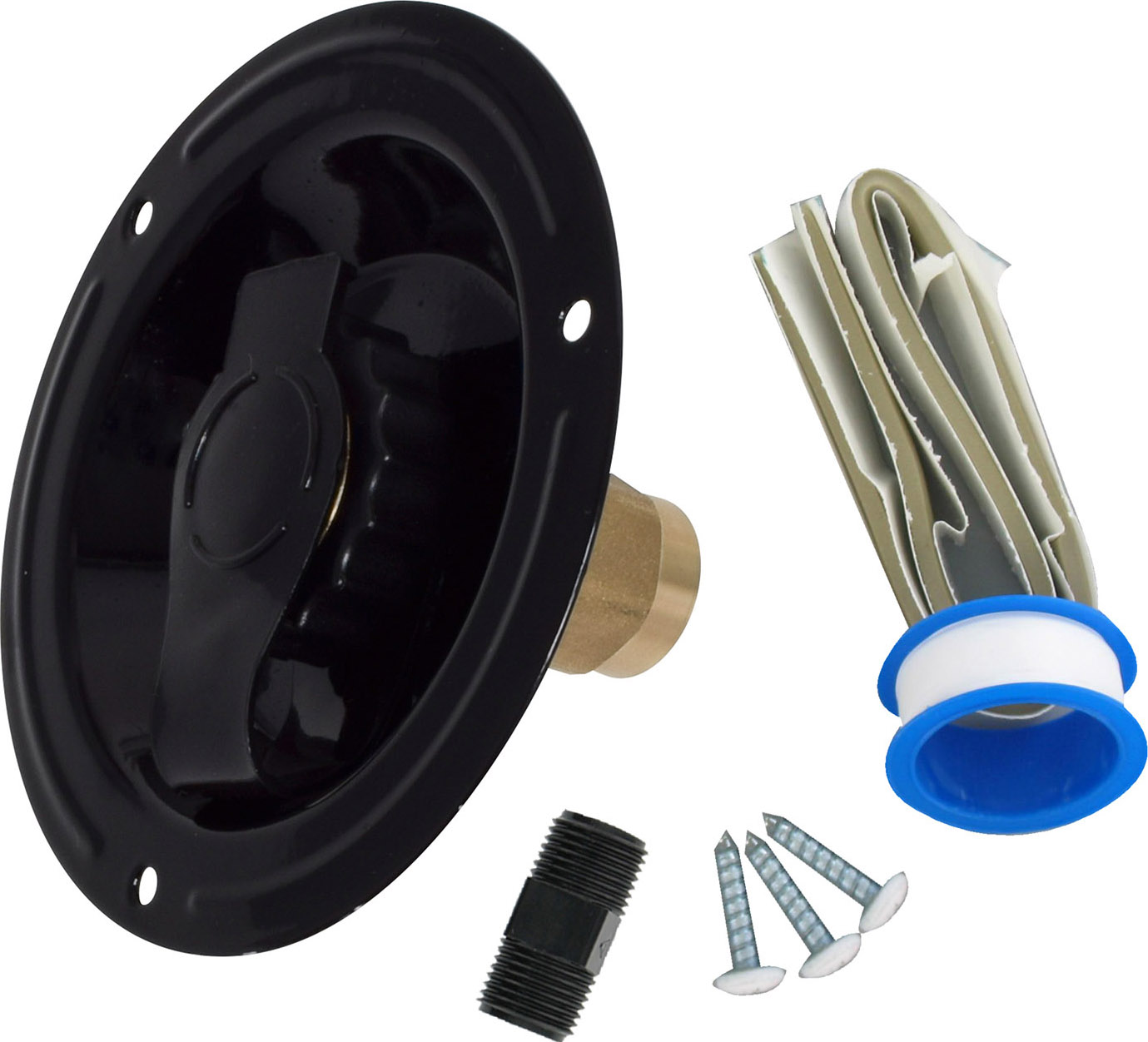 Water Inlet, Recessed Metal Flange, FPT, Black, Carded
