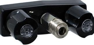Faucet W/ Quick Connect, 3-3/8, 2 Knob, Plastic, Black, Box