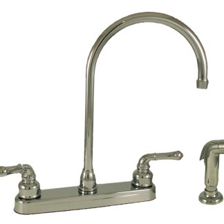 8 Non-Metallic Kitchen W/ Gooseneck Spt & Teapot Handles W/ Spray Chrome