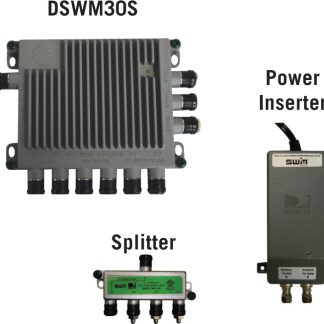 Switch, power inserter, 4-way splitter, and mounting hardware.