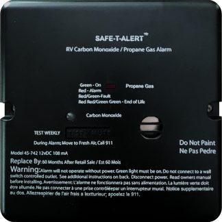 Combination Carbon Monoxide/propane Alarm - Black Flush Mount 12 Vdc Hard Wire