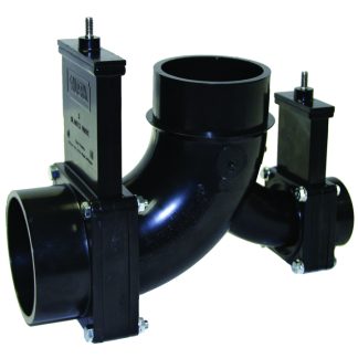 Ell Double Rotating Valve, 3 Hub x 1-1/2 Hub x 3 Spigot Outlet, No Handle