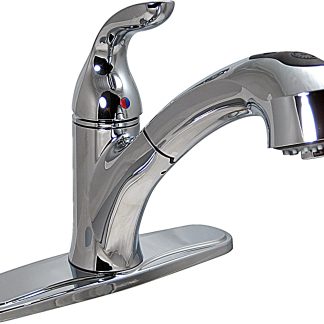 Kitchen Faucet, 8 Single Lever Handle W/ Pull Out Sprayer, Chrome, Box