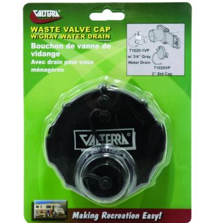 Waste Valve Cap, 3, 3/4 Ght With Cap, Black, Carded