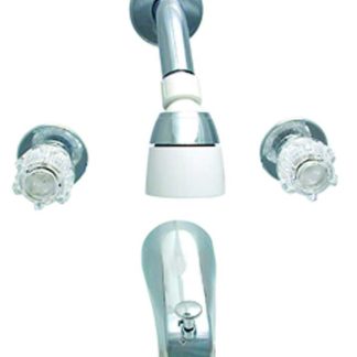 Tub/shower Div Faucet, Shower Head Kit, 8, 2 Knob, Brass, Chrome, Box