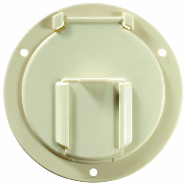 Low Profile Cable Hatch, Round, Col White -- 4.6 X 2.6 (replaceable Lid)