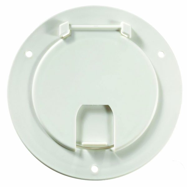 Deluxe Cable Hatch, Round, Polar White -- 5.2 X 2.6 (replaceable Lid)