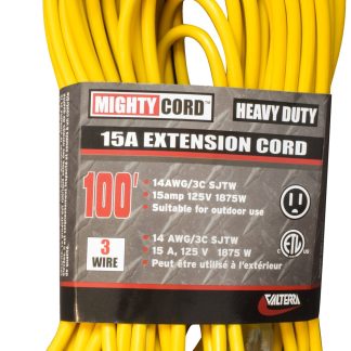 15A 14/3 Extension Cord, 100', Carded