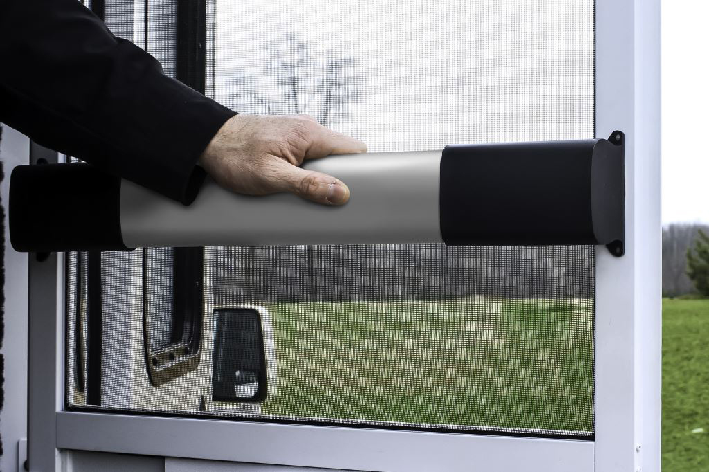 RV Screen Door Cross Bar, Black, Deluxe (wide Grip)