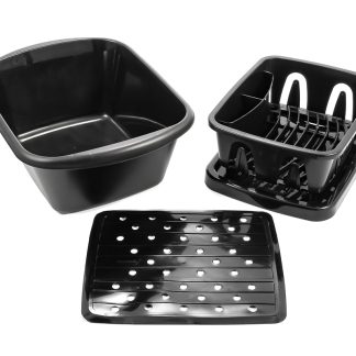 Sink Kit W/ Dish Drainer, Dish Pan & Sink Mat, Black
