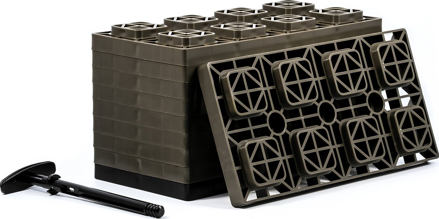 Fas Ten Leveling Blocks W/ T-Handle, 4x2, Brown 10 Pk