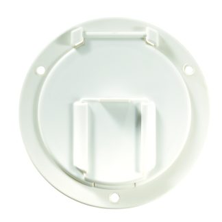 Low Profile Cable Hatch, Round, Polar White -- 4.6 X 2.6 (replaceable Lid)
