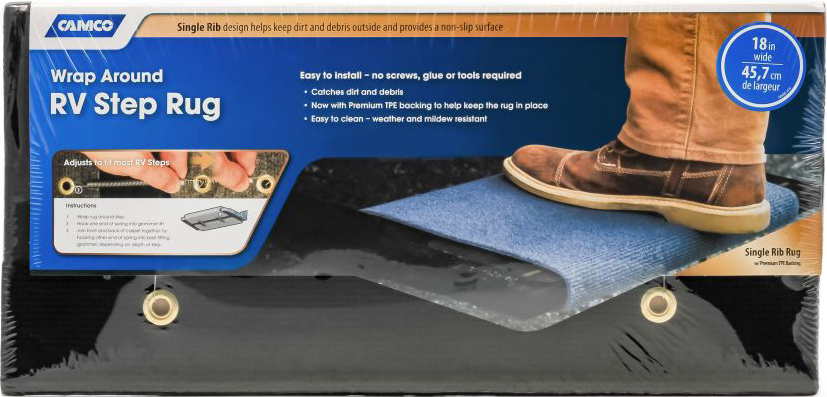 Step Rug, Premium, Poly Singlerib W/ UV & Tpe 17.5 X 18 Brown