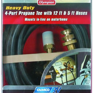 Brass Tee W/ 4 Ports, W/ 5' & 12' Ext .hoses, Clamshell
