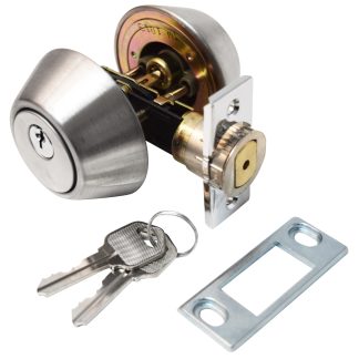 Door Deadbolt, Double Cylinder, 5/8 Throw, Ss, Clam Shell