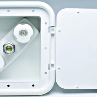 Spray-Away Hot And Cold Outlet W/ Quick Connect, Plastic, White, Boxed