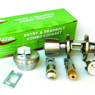 Door Lockset Combo, Knob x Knob Plus Deadbolt, Stainless Steel, Boxed
