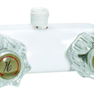Shower Valve W/ Vac Brkr, 4, 2 Knob, 1/4 Turn, Plastic, White, Box