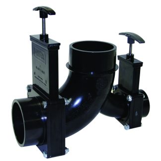 Ell Double Rotating Valve, 3 Spigot  X 1-1/2 Hub X 3 Spigot Outlet